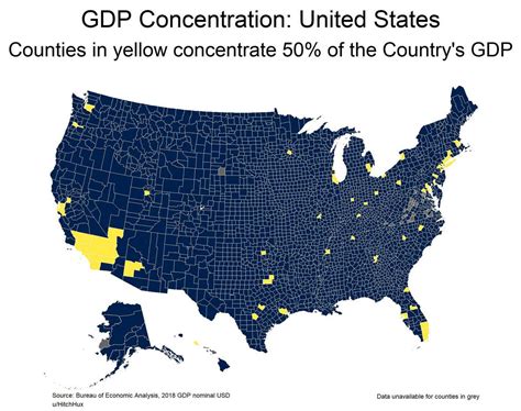 Where Is The U S Gdp Concentrated Vivid Maps