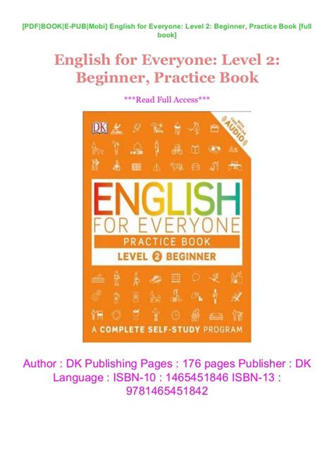 english   level  beginner practice book books