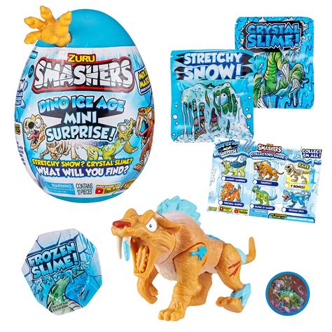 buy smashers dino ice age sabre tooth tiger  zuru mini surprise egg