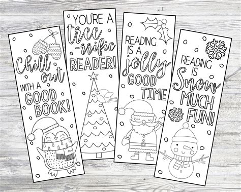 printable color   christmas winter bookmarks instant etsy