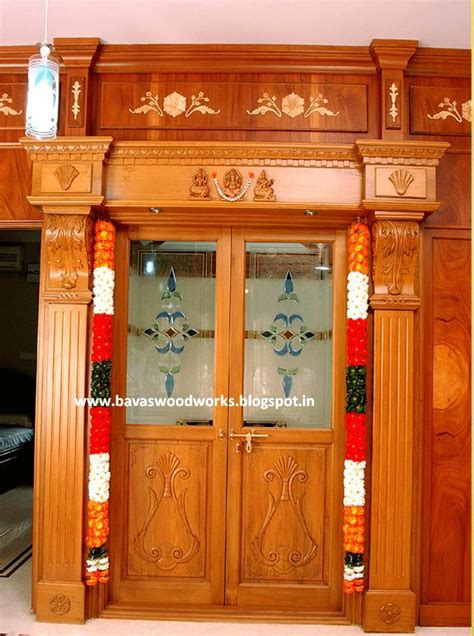 carpenter work ideas  kerala style wooden decor pooja room door frame  door designs