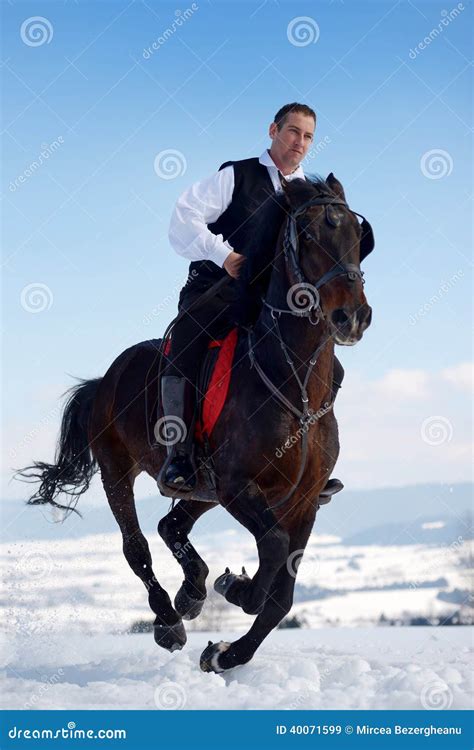 young man riding horse outdoor stock image image