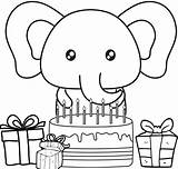 Birthday Elephant sketch template
