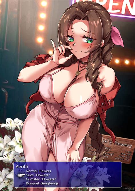 Rule 34 Aerith Gainsborough Big Breasts Brown Hair Female Female Only