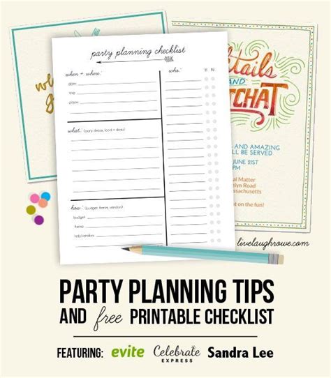 party planning tips  printable checklist  livelaughrowecom