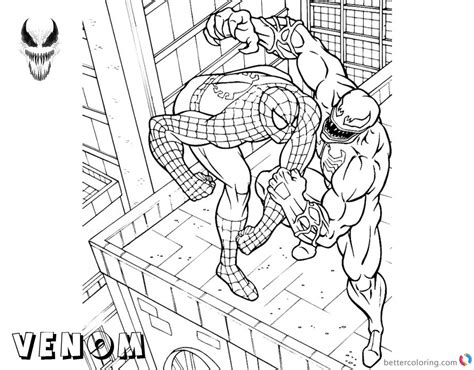 venom coloring pages spiderman venom fighting   building
