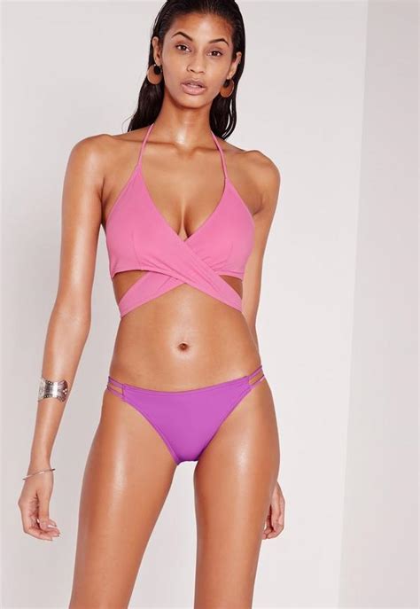 double strap bikini bottoms purple mix and match missguided