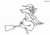 Witch Broom Smiling sketch template