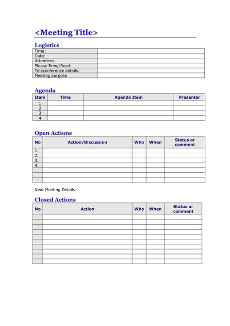 effective meeting agenda templates templatelab