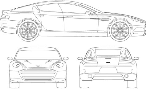 aston martin rapide sedan blueprints  outlines