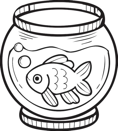 premium vector hand drawn fish bowl illustration  doodle style