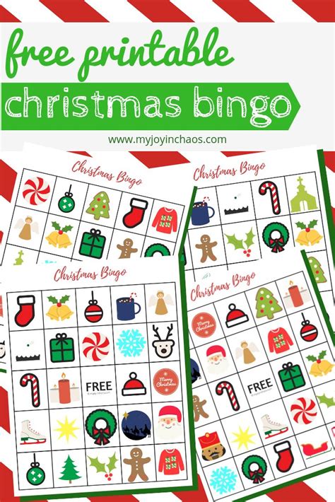 printable christmas bingo cards  joy  chaos