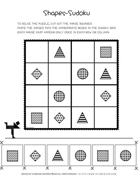 sudoku  kids basic shapes  worksheet planerium