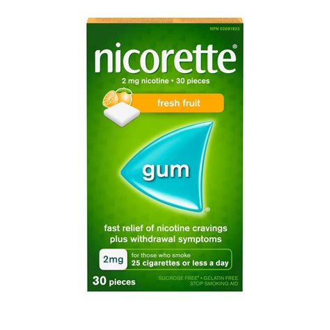 nicorette nicotine gum quit smoking aid fresh fruit 2mg walmart canada