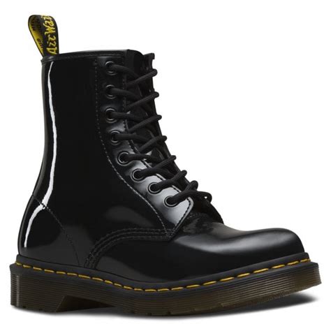 dr martens modern classic black patent boots  official stockist marshall shoes est