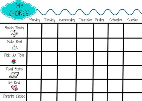 printable weekly chore charts paper trail design  printable