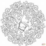 Coloring Mandala Pages St Doves Heart Valentine Two Printable Drawing sketch template