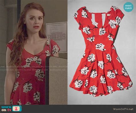 wornontv lydia s red floral dress on teen wolf holland roden clothes and wardrobe from tv