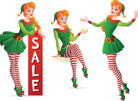 sexy christmas elves cartoon clip art vector images and illustrations