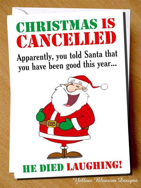 Funny Christmas Card Christmas Is Cancelled He Died Laughing Merry