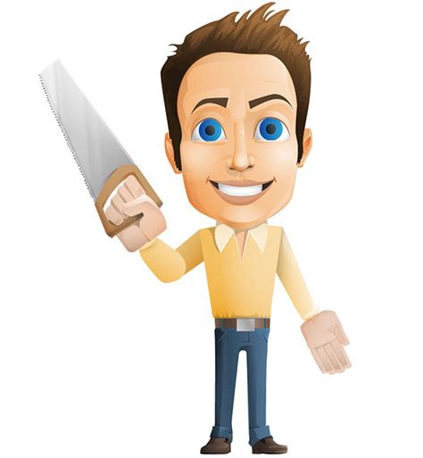 Casual Guy Vector Holding Saw Vector Characters