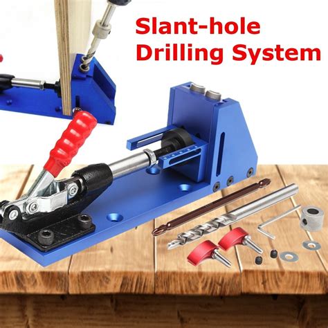 oblique pro pocket hole jig drill guide joinery woodworking tool kit drilling bit wood