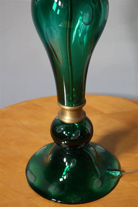 Large Original 1970s Hand Blown Glass And Brass Murano Table Lamp For