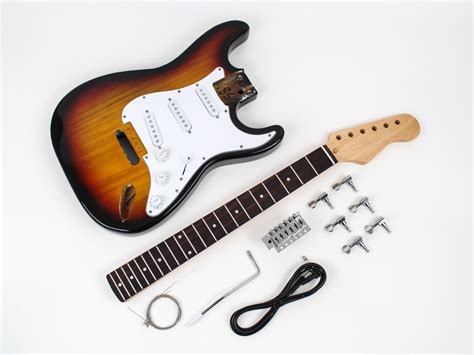 fender stratocaster diy guitar kit prefinished sunburst