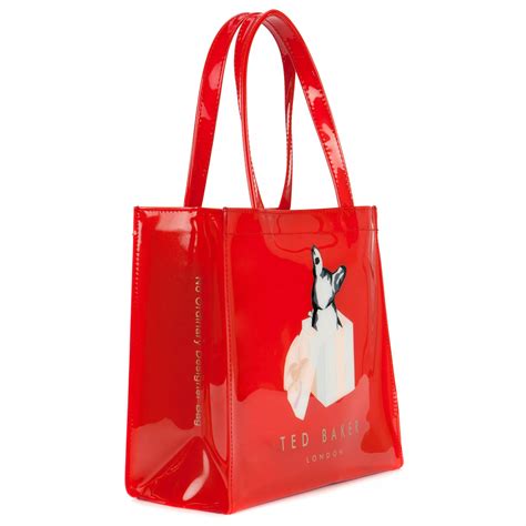 ted baker boxcon graphic small shopper bag bright red