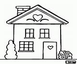 House Coloring Pages Houses Colouring Oncoloring Kids Family Fb Looking Facade sketch template