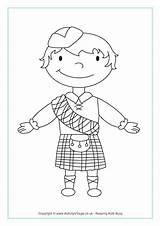 Coloring Colouring Pages Scottish Scotland Boy Girl St Standing Map Haggis Printable Colour Andrew Burns Flag Boys Shows Getcolorings Andrews sketch template
