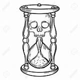 Hourglass Drawing Tattoo Death Skull Clock Sketch Outline Muerte Sand Designs Drawings Broken Illustration Hand Stencil Santa Reaper Grim Decorative sketch template