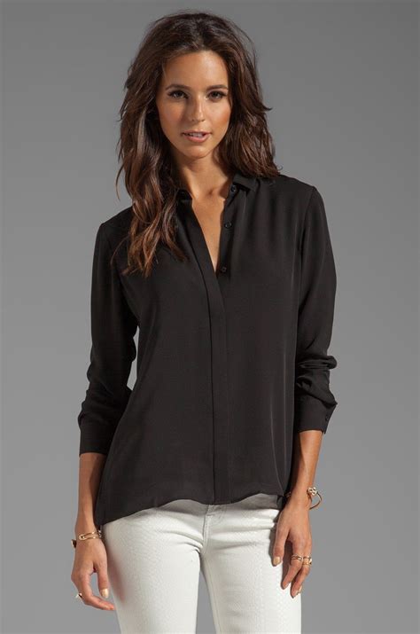 fine black silk blouse delicate black silk blouse black blouse long sleeve black silk