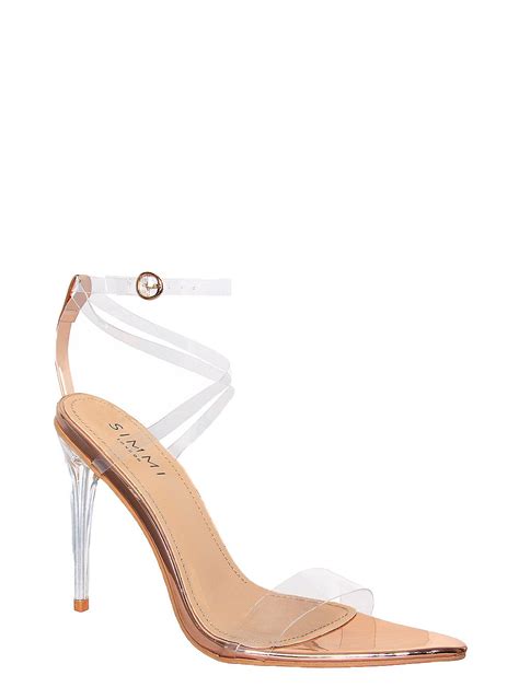 cassie rose gold pointed toe clear heels