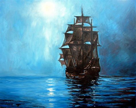 pirate ship  night pirate ship art ship paintings ship art