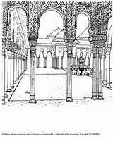 Granada Colorear Alhambra Leones Alambra sketch template