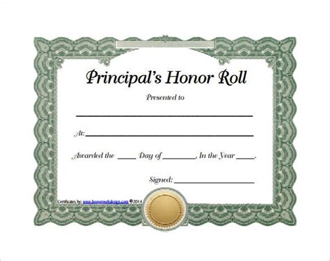 sample printable honor roll certificate sample templates images