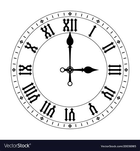 Clock Black Clock Face With Roman Numerals Vector Image