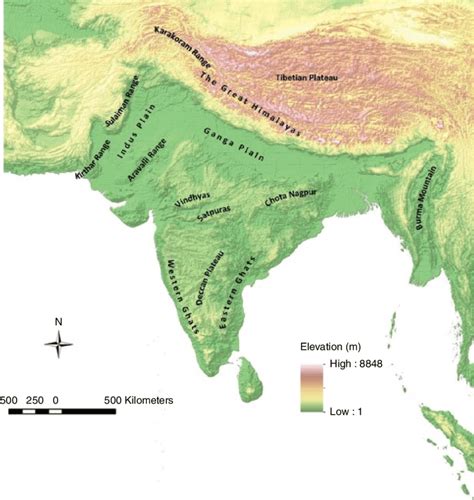 physiographic subdivisions   indian subcontinent source  scientific diagram