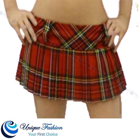 full pleated 9 inches ladies tartan skirt micro full short mini hipster