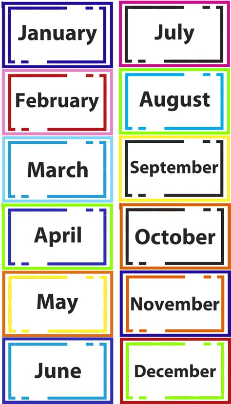 printable months   year cards printable templates