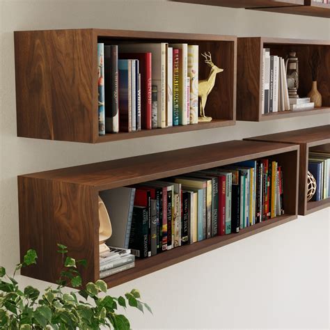 floating bookshelves handmade   usa  real hardwoodn