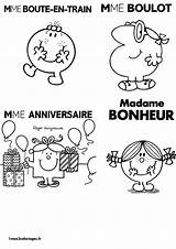 Monsieur Madame Mme Bonheur Boulot Anniversaire Boute Colorier Hargreaves sketch template