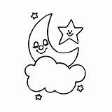 Lune Lua Coloriage Colorir Croissant Coloriages Crescent Nuage Stelle Albumdecoloriages Creciente Etoile Imprimer étoile Desenhos Kb Naturaleza Nuvola sketch template