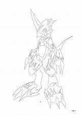 Digimon Flamedramon sketch template