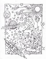Coloring Pages Celestial Space Adult Adults Printable sketch template