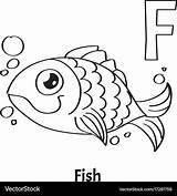 Fish Coloring Letter Alphabet Vector Learn Royalty sketch template