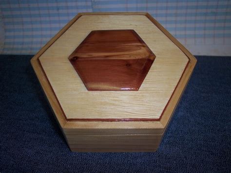 wooden hexagon jewelry box  cedar trim  dgwoodcreations