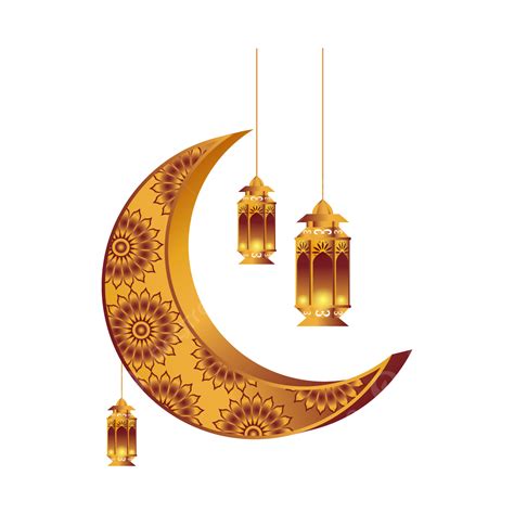 lentera ramadan karem tekstur emas   bulan sabit bulan