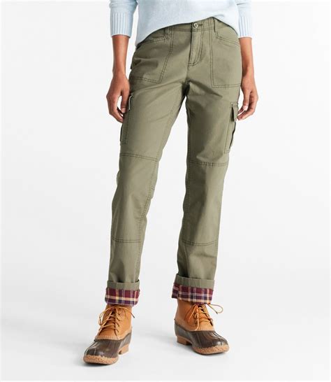 womens stretch canvas cargo pants lined